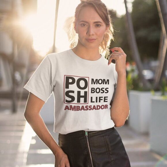 Posh t-shirt adult unisex Ambassdor Mom Boss Life white t-shirt - Picture 4 of 7